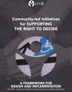 Picture of report cover from IRIS. Entitled "Community-led Initiatives for Supporting the Right to Decide." 