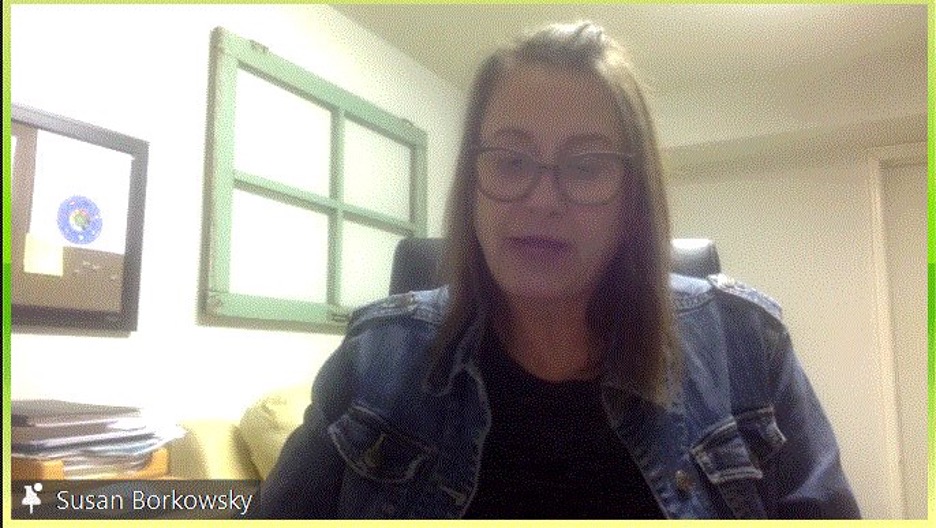 Susan Borkowsky speaking on a Zoom call. 